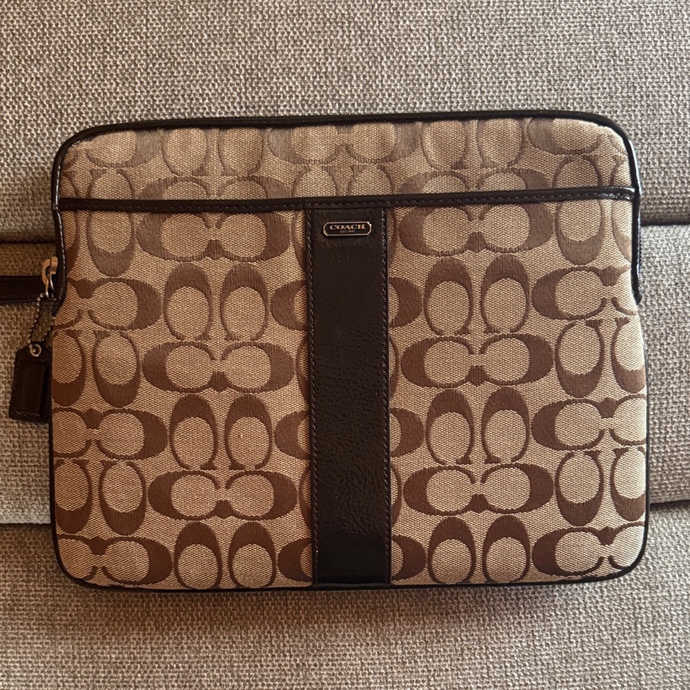 Coach Tan and Brown Signature IPad case